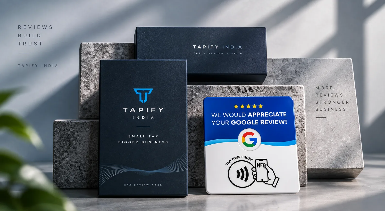 Customer using Tapify NFC Google Review Card