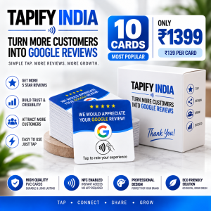 Tapify Google Review NFC Card Pack of 10 - Business customer review cards bundle