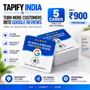 Tapify Google Review NFC Card Pack of 5 - Multi-counter NFC review cards